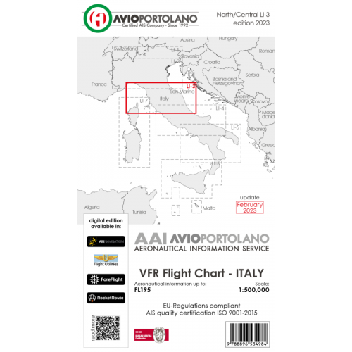 Carte Aeronautiche VFR Avioportolano edizione 2023 LI 3 CENTRO NORD